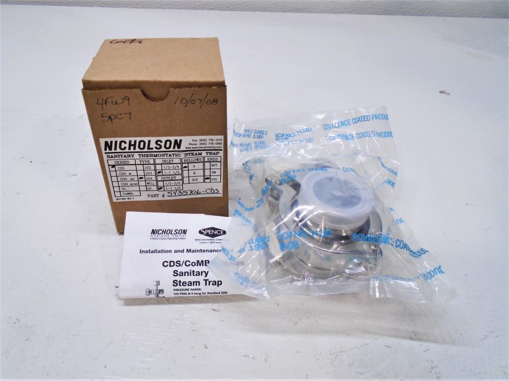 Nicholson 1"- 1 1/2" Sanitary Thermostatic Steam Trap, Type 204, Part 5435706